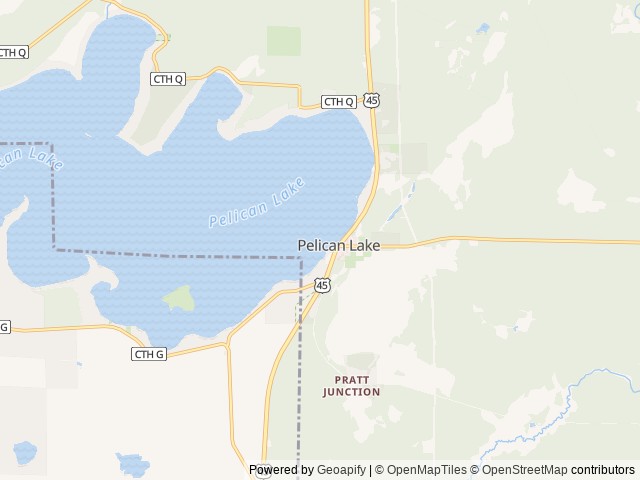 Map of Pelican Lake Campground location at Pelican Lake, WI, United States