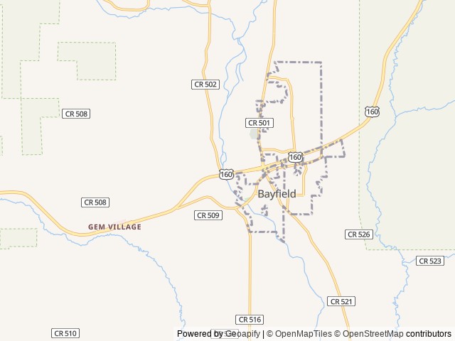Map of Outdoorsy Bayfield location at Bayfield, CO, United States