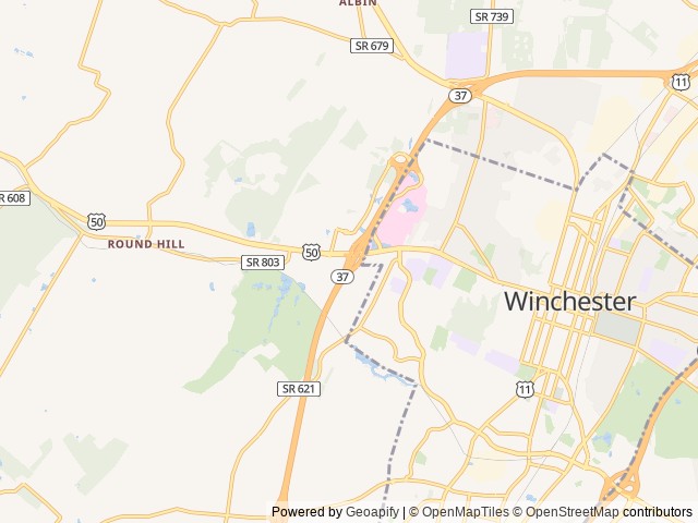 Map of Candy Hill Campground location at Winchester, VA, United States
