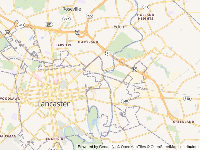 Map of City of Lancaster location at Lancaster, PA, United States
