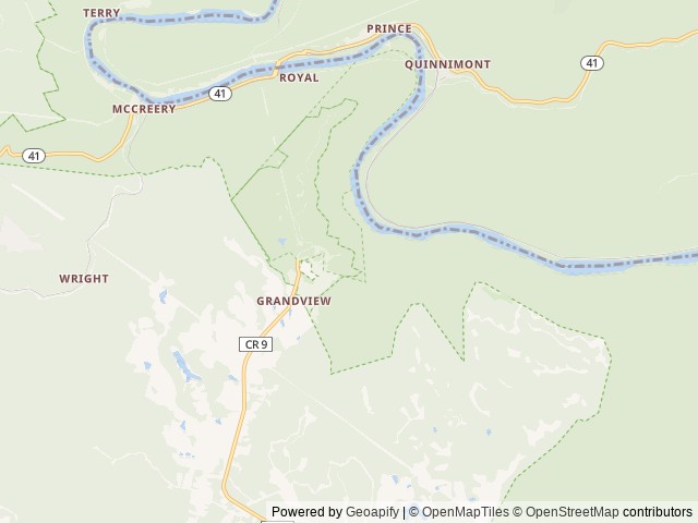 Map of Grandview Shelter 3 location at Glen Jean, WV, United States