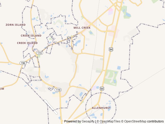 Map of Happy Acres location at Hinesville, GA, United States