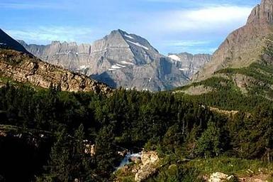 A mountain scene at Many Glacier