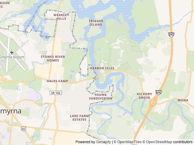 Map of Jefferson Springs location at Smyrna, TN, United States
