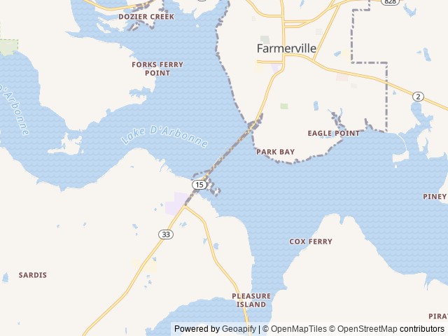 Map of D'Arbonne Pointe location at Farmerville, LA, United States