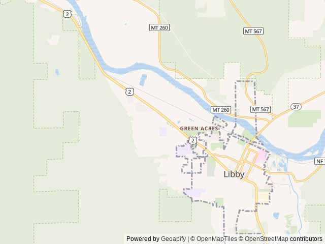 Map of Woodland RV Park location at Libby, MT, United States