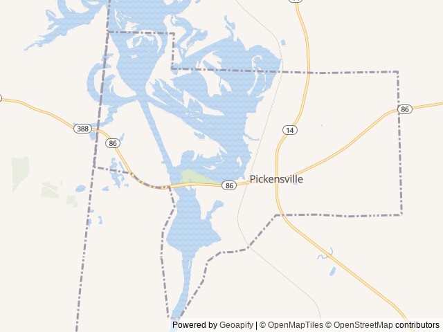 Map of Pickensville Cg (Pickensville Al) location at Carrollton, AL, United States