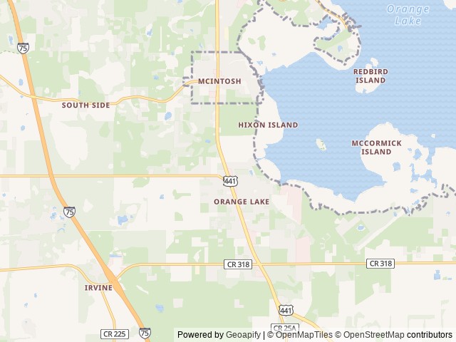 Map of GLK Sun Retreats Ocala Orange Lake location at Citra, FL, United States