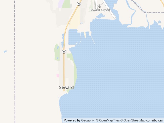 Map of Seward Municipal Campgrounds location at Seward, AK, United States