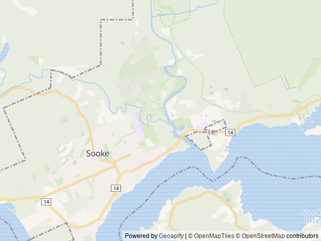 Map of Sooke River Campground location at Sooke, BC, Canada