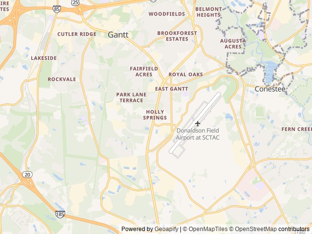 Map of Springwood RV Park location at Greenville, SC, United States