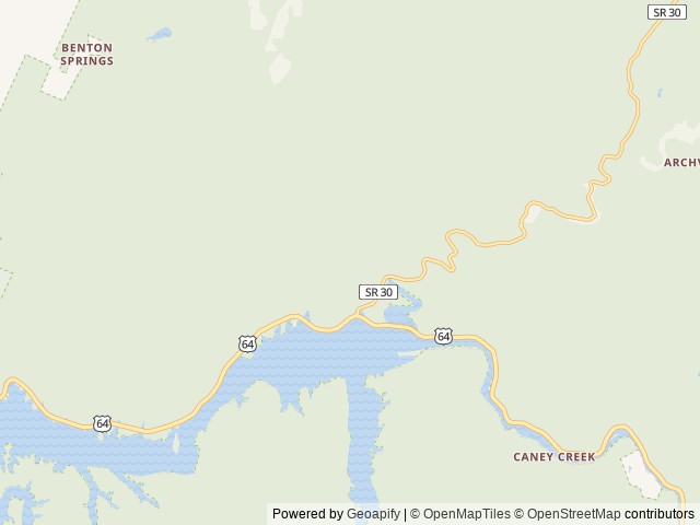 Map of Parksville Lake RV Campground location at Benton, TN, United States