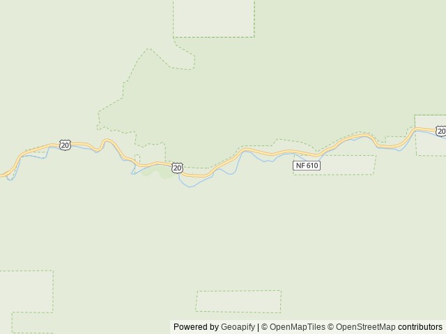 Map of Yukwah Campground location at Sweet Home, OR, United States
