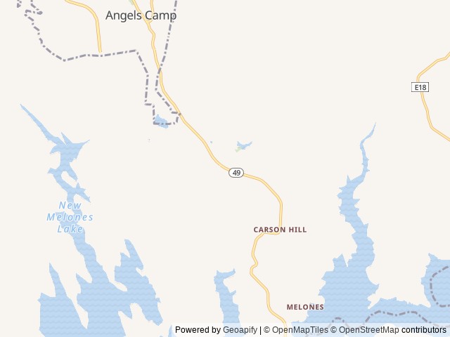 Map of Angels Camp RV Resort location at Angels Camp, CA, United States