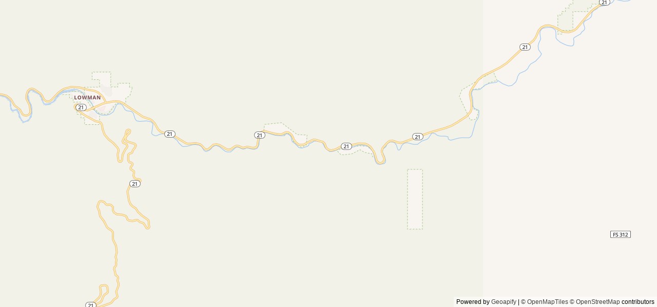 Map of Kirkham location at Lowman, ID, United States