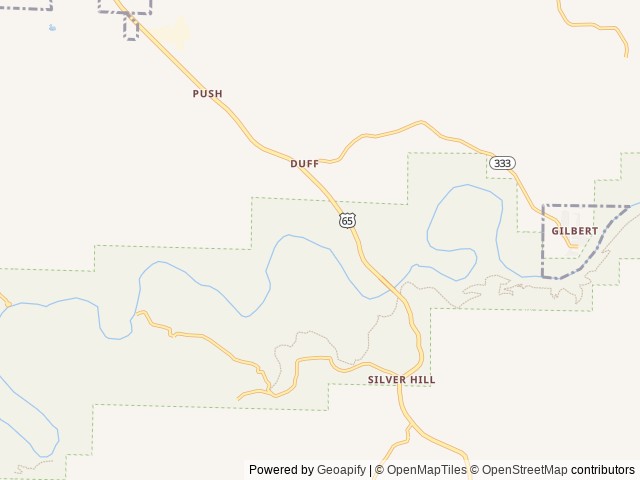 Map of Tyler Bend Campground location at St. Joe, AR, United States