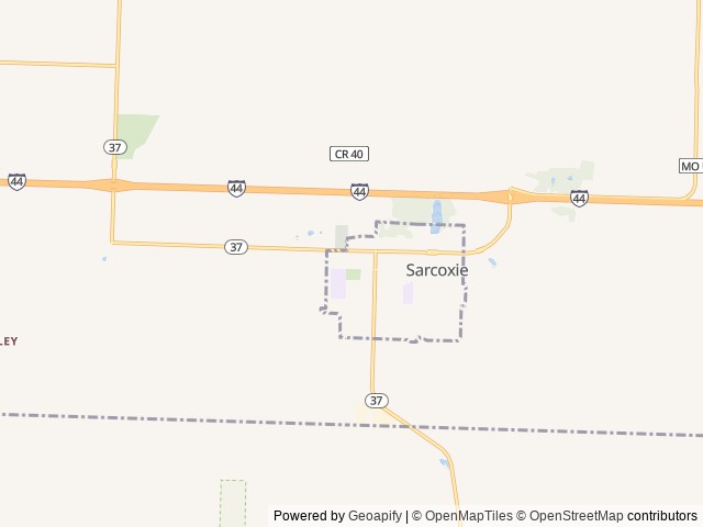 Map for Freedom campers. Family and pet friendly near Sarcoxie, MO