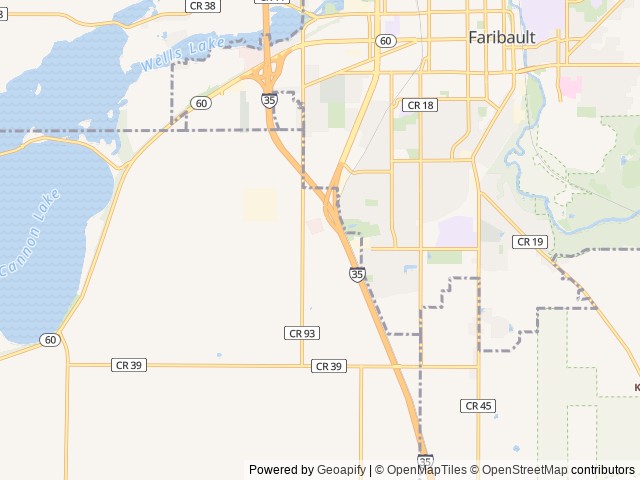 Map of Camp Faribo location at Faribault, MN, United States