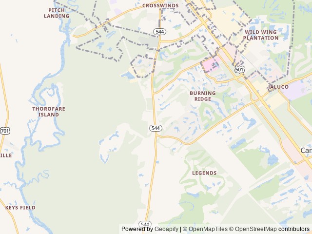 Map of Crooked Oaks Myrtle Beach RV Park location at Conway, SC, United States