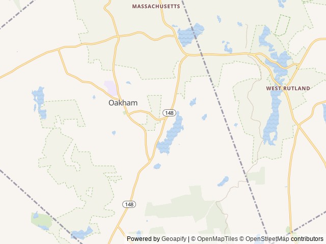 Map of Lake Dean Campground location at Oakham, MA, United States