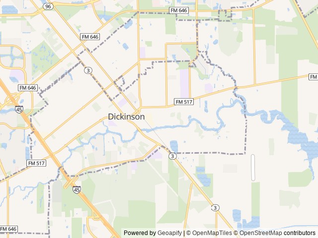 Map of Bayou Campground location at Dickinson, TX, United States