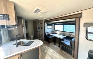 Fully furnished travel trailer for a small family.