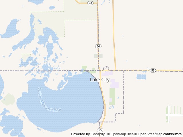Map of Missaukee County Campgrounds location at Lake City, MI, United States