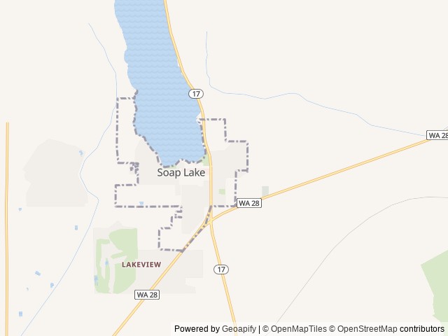 Map of City of Soap Lake Smokiam Campground location at Soap Lake, WA, United States