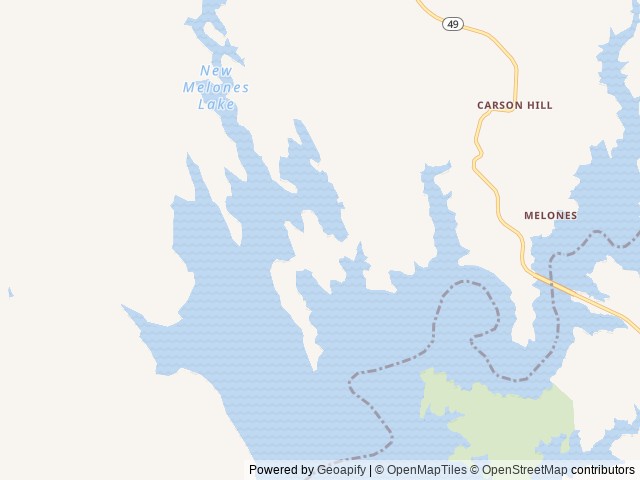 Map of Glory Hole Recreation Area location at Angels Camp, CA, United States