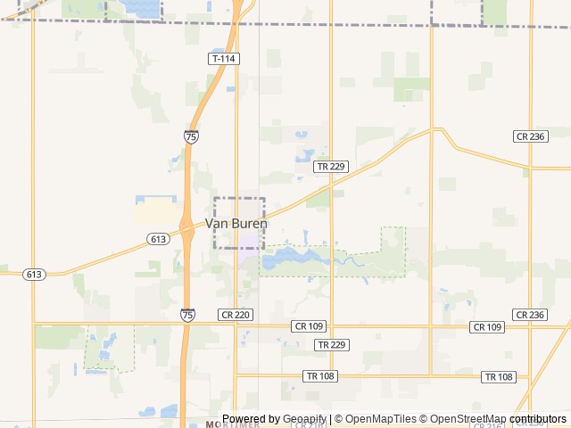 Map of Adventure Bound Camping Resorts - Pleasant View location at Van Buren, OH, United States