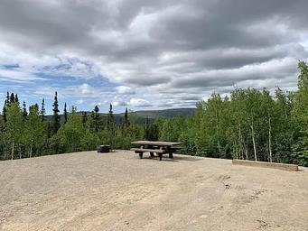 Campsite with view of nearby hills