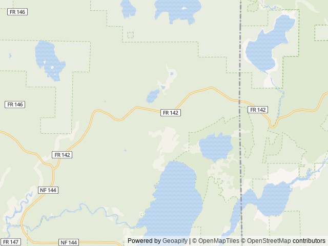 Map of Twin Lakes (WI) location at Park Falls, WI, United States