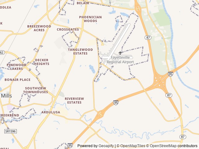 Map of Spacious Skies Sandy Run location at Fayetteville, NC, United States