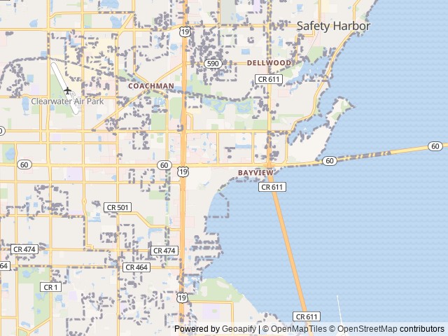 Map of Clearwater RV Resort location at Clearwater, FL, United States