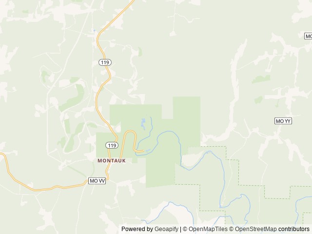 Map of Montauk State Park location at Salem, MO, United States