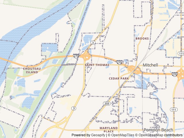 Map of St. Louis N.E. / I-270 / Granite City  KOA Journey location at Granite City, IL, United States