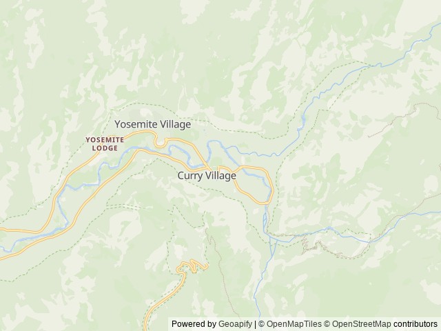 Map of North Pines Campground location at Yosemite National Park, CA, United States