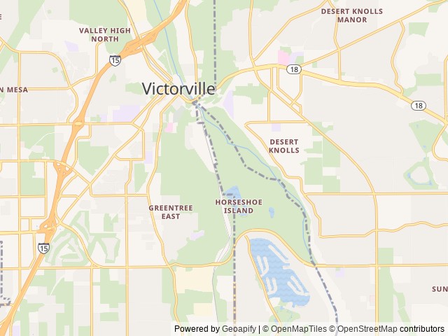 Map of Mojave Narrows Regional Park location at Victorville, CA, United States