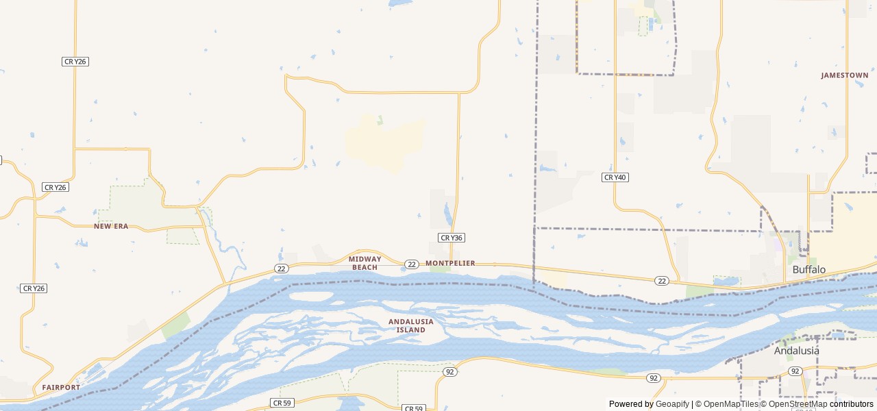 Map of Clarks Ferry location at Montpelier, IA, United States