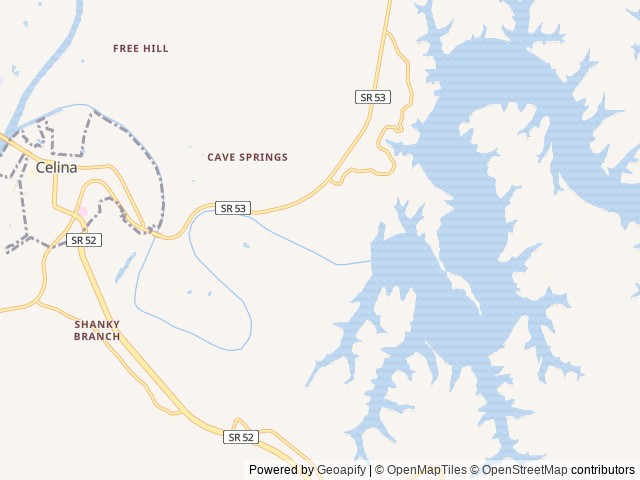 Map of Dale Hollow Damsite location at Celina, TN, United States