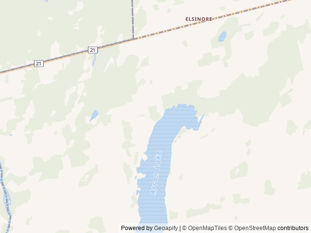Map of Bloom Resorts Arran Lake location at Allenford, ON, Canada