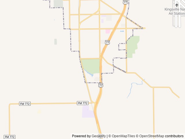 Map of Nature's Own RV Resort location at Kingsville, TX, United States