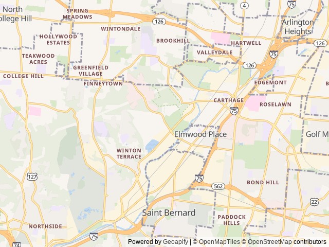 Map of Cincinnati Campsites location at Cincinnati, OH, United States