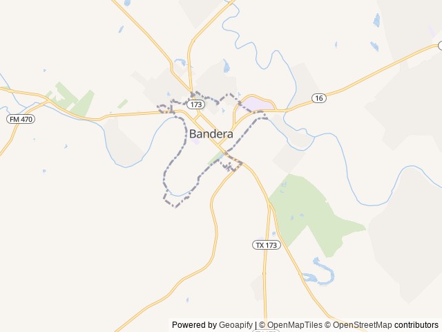 Map of Bandera Pioneer River Resort location at Mountain Home, TX, United States