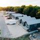 Aerial view of single story suite cabins at Creek Side Resort.