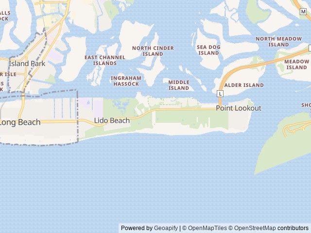 Map of Nickerson Beach Park location at Lido Beach, NY, United States