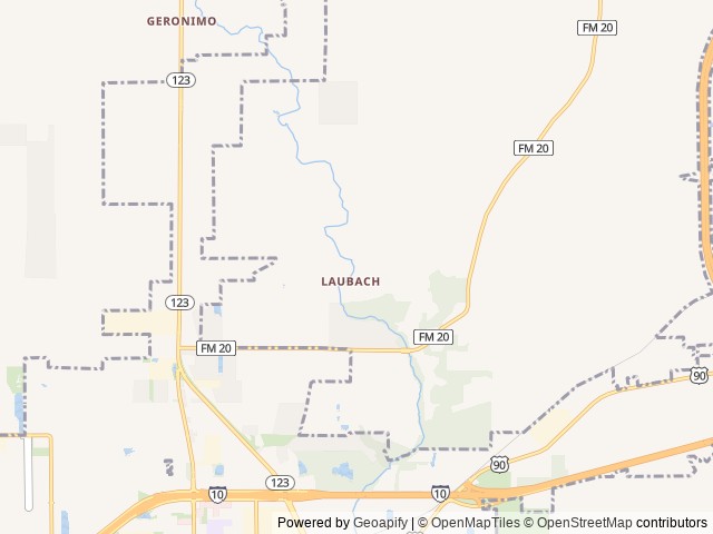 Map of Geronimo Creek Retreat location at Seguin, TX, United States