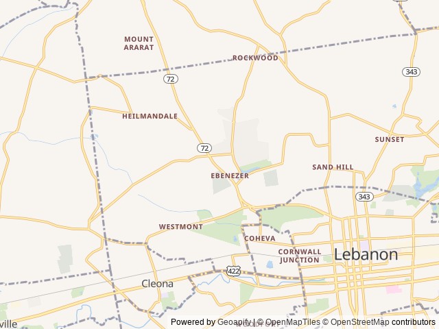 Map for close to HERSHEY PARK and HERSHEY CAMPGROUND near Lebanon, PA