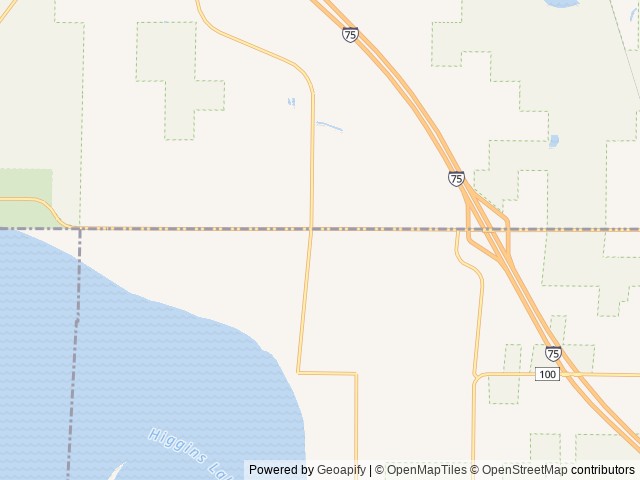 Map of Higgins Lake Campground location at Roscommon, MI, United States