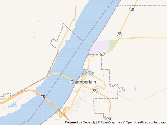 Map of American Creek Campground location at Chamberlain, SD, United States